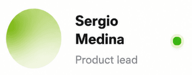 Tarjeta flotante de Sergio Medina